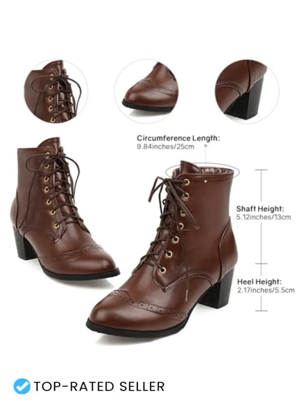 Faux Leather Victorian Granny Booties Lace Up Round Toe Ankle Boots